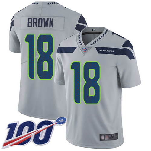 Seattle Seahawks Limited Grey Men Jaron Brown Alternate Jersey NFL Football #18 100th Season Vapor Untouchable->youth nfl jersey->Youth Jersey